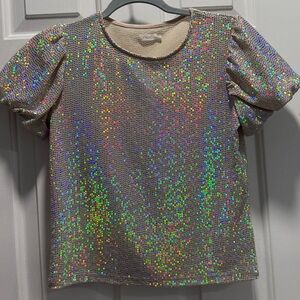 Kids NEXT Shimmering Sequin Top in Silver